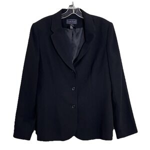 Laura Scott Women's Blazer Jacket 14 Black Lined 3-Button Career Corpcore Casual